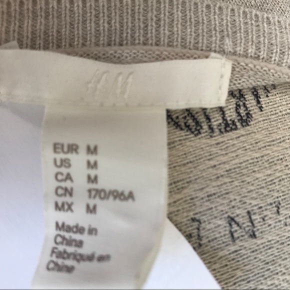 H&M NWT Soft Cream Beige Sweater with Grey Brown Sequins and Beaded Cuffs Size M - Picture 6 of 8